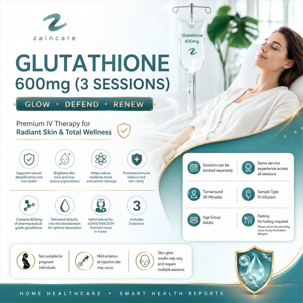 Glutathione 600mg (3 Sessions)